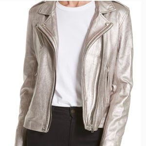 IRO Genuine Lamb Leather Metallic Moto Jacket